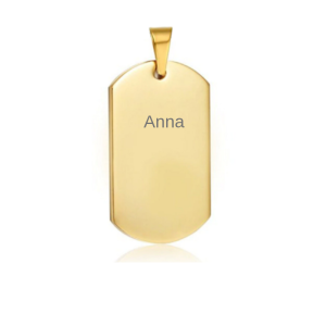 Dog tag i guldton med gravyr